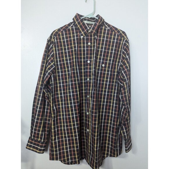 Orvis Mens Size M Long Sleeve Button Down Black Plaid 100% Cotton - Picture 1 of 7